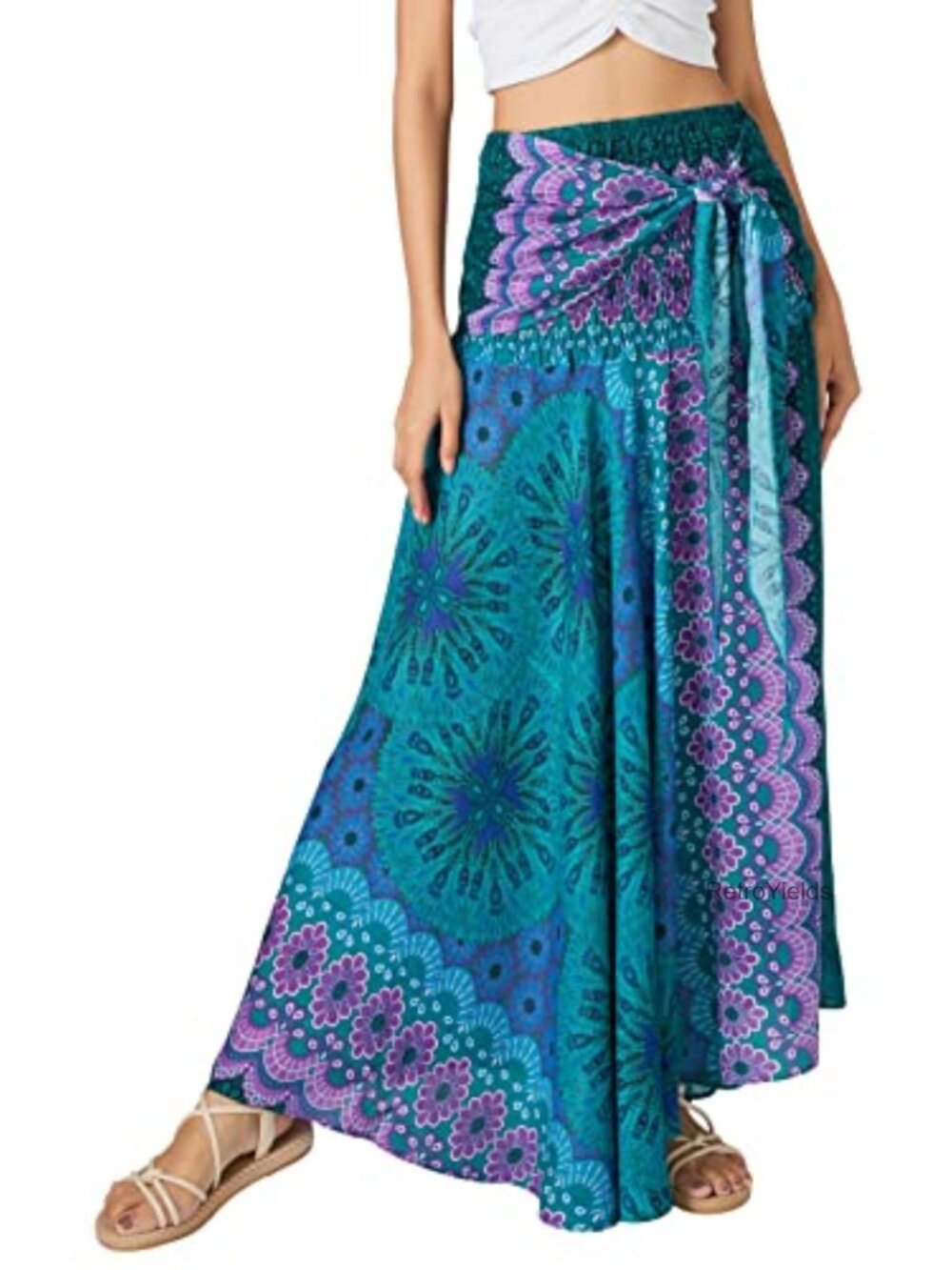 Bohemian Hippie Maxi Skirt - Flowing Wrap Skirt